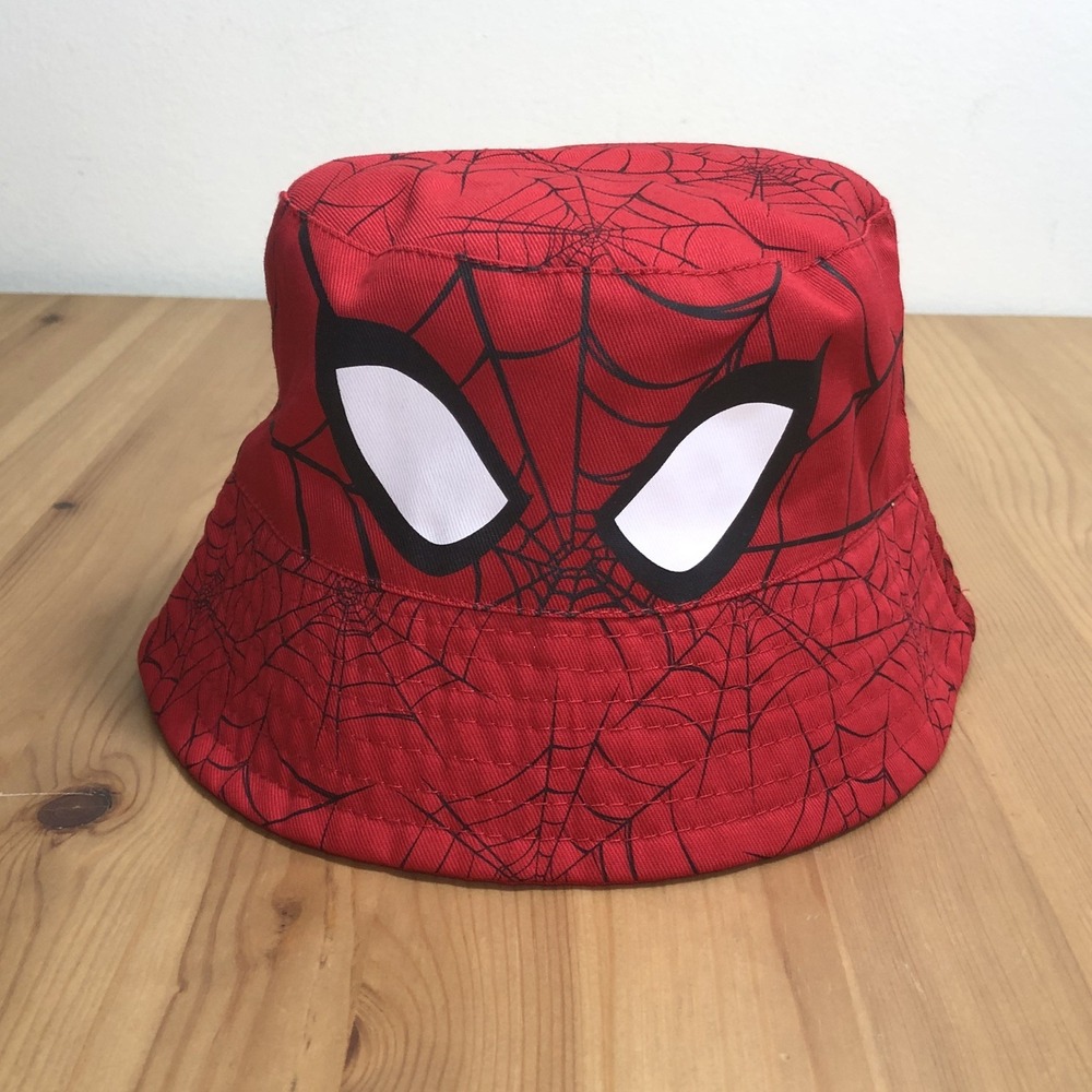 Marvel Spider-Man Bucket Hat Spiderman Eyes Sz (2/4 Y) Red Black White